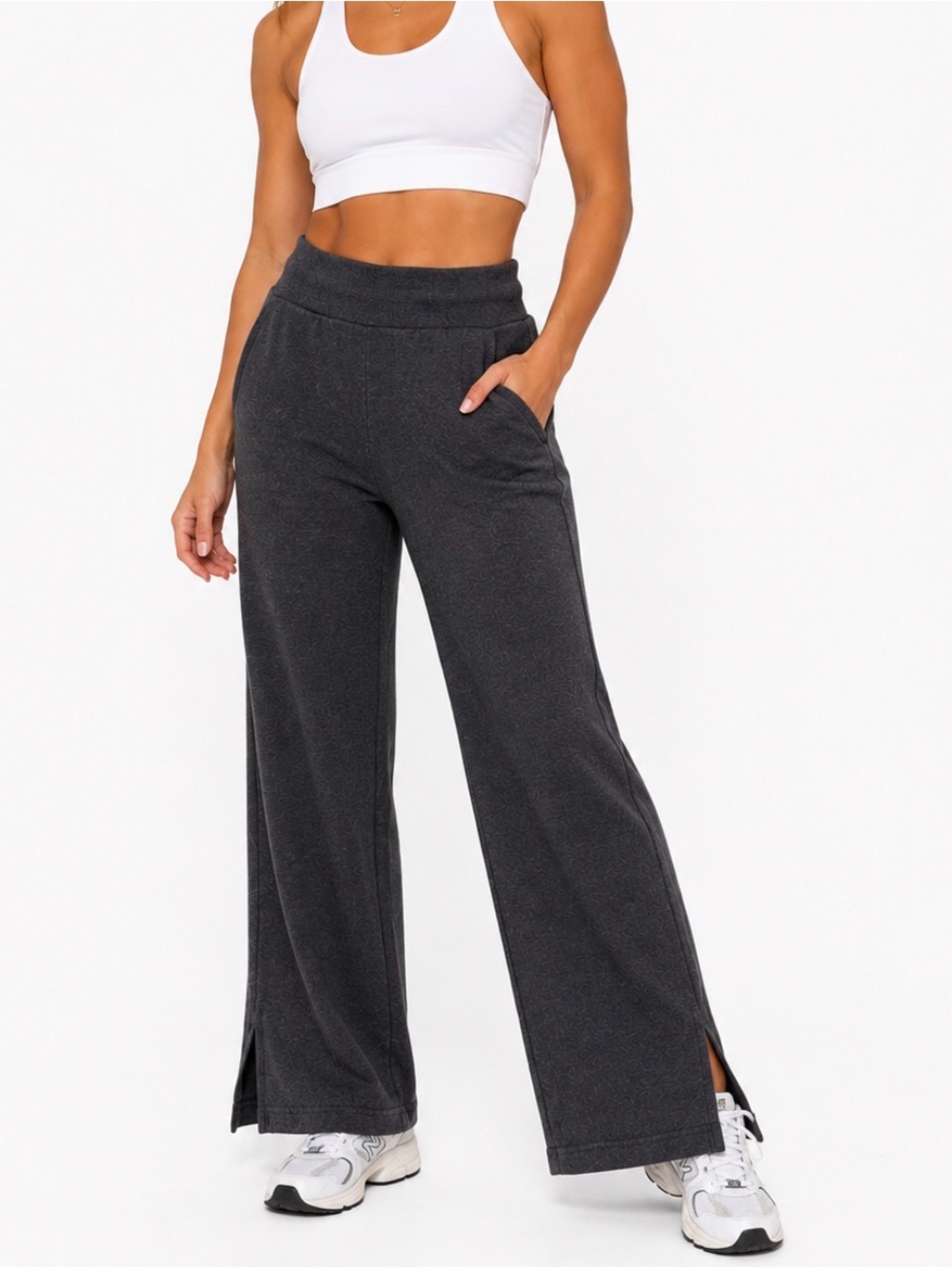 Pact Charcoal Gray wide-leg lounge/sweatpants lounge athleisure workout SZ MD